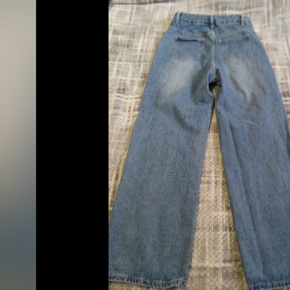 Shein high waisted distressed Printed Medium Wash baggy jeans Sz M Youth - Picture 5 of 9